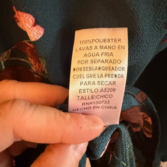 Umgee Teal Floral Tie-Front Blouse Sz.S - Picture 6 of 6